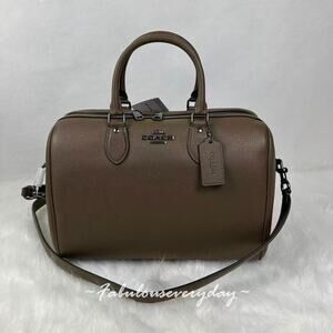 Coach Rowan Large Satchel Bag Crossbody In Leather/QB/Dark Stone CV960 NWT